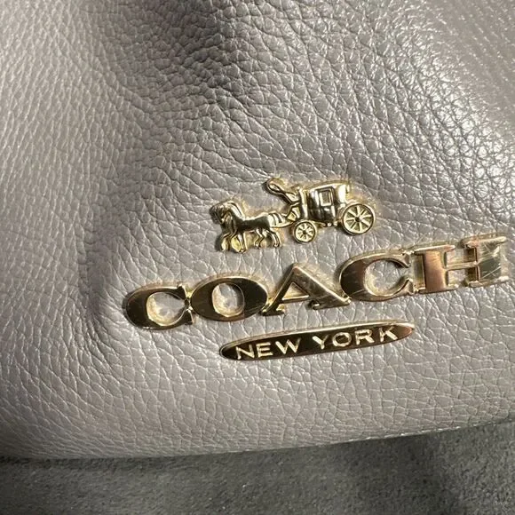Coach F76697 Jes Colorblock Hobo Heather Gray/Black Pebbled Leather Shoulder Bag - Picture 8 of 12